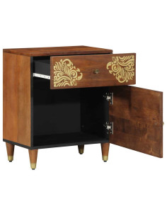 Comodino con porta con cassetto Marrone miele 50 x 33 x 60 cm 2