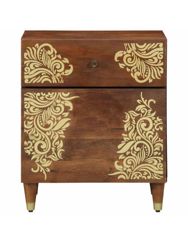 Comodino con porta con cassetto Marrone miele 50 x 33 x 60 cm