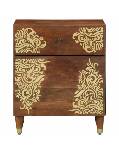 Comodino con porta con cassetto Marrone miele 50 x 33 x 60 cm
