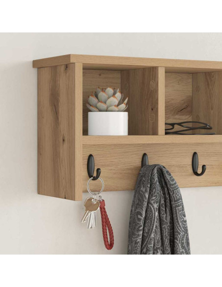 Appendiabiti a muro rovere artigianale 75 x 16 x 26 cm