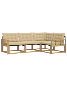 Set di divani da esterno con cuscino 4 pcs Bianco e Beige 2