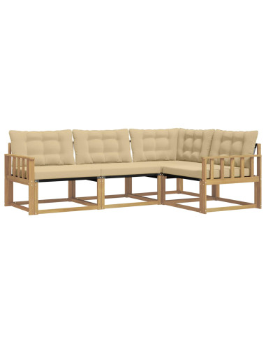 Set di divani da esterno con cuscino 4 pcs Bianco e Beige
