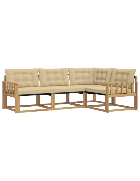 Set di divani da esterno con cuscino 4 pcs Bianco e Beige