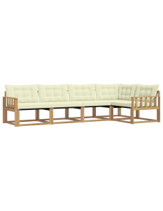 Set di divani da esterno con cuscino 5 pcs Bianco e Crema 2