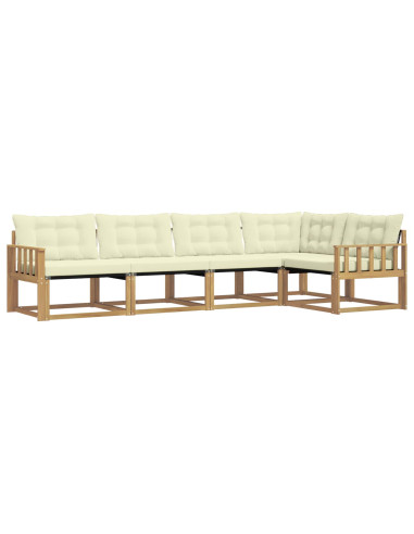 Set di divani da esterno con cuscino 5 pcs Bianco e Crema