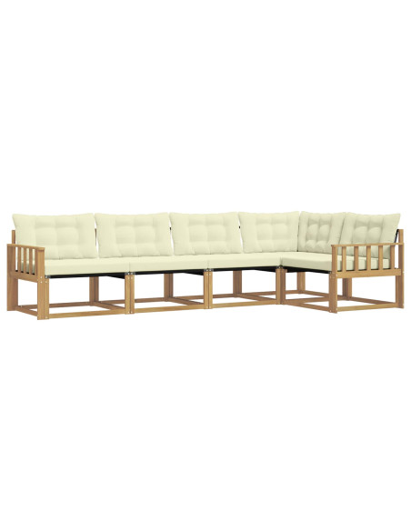 Set di divani da esterno con cuscino 5 pcs Bianco e Crema