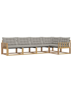 Set di divani da esterno 5 pcs Bianco e Grigio Chiaro 2