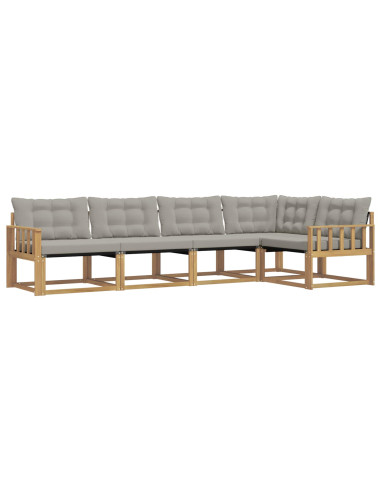 Set di divani da esterno 5 pcs Bianco e Grigio Chiaro