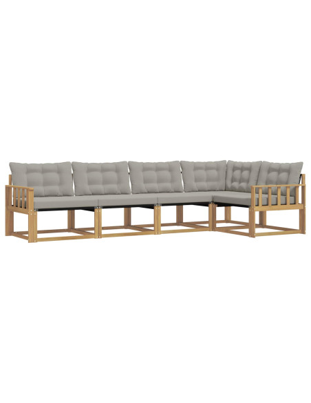 Set di divani da esterno 5 pcs Bianco e Grigio Chiaro