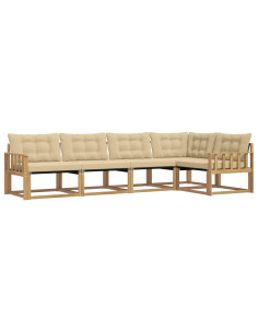 Set di divani da esterno con cuscino 5 pcs Bianco e Beige 2