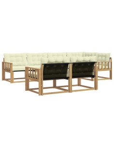 Set di divani da esterno con cuscino 7 pcs Bianco e Crema 2