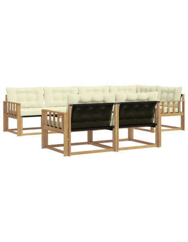 Set di divani da esterno con cuscino 7 pcs Bianco e Crema