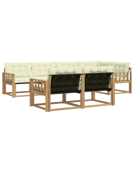 Set di divani da esterno con cuscino 7 pcs Bianco e Crema