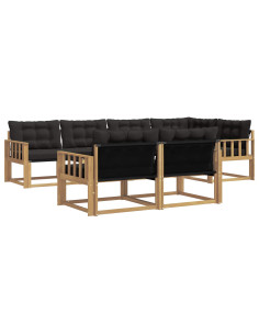 Set di divani da esterno con cuscino 7 pcs Bianco e Nero 2