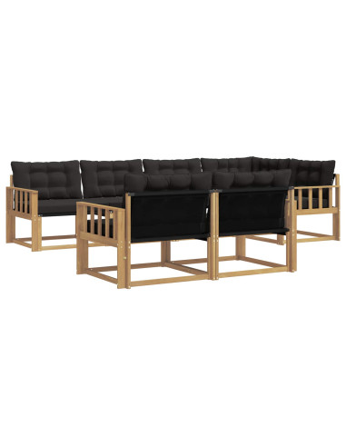 Set di divani da esterno con cuscino 7 pcs Bianco e Nero