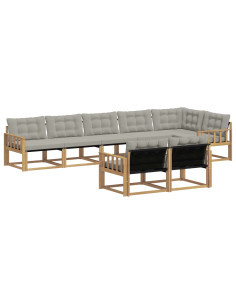 Set di divani da esterno 8 pcs Bianco e Grigio Chiaro 2
