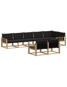Set di divani da esterno con cuscino 8 pcs Bianco e Nero 2