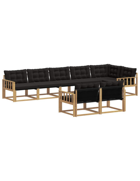 Set di divani da esterno con cuscino 8 pcs Bianco e Nero