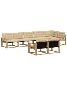 Set di divani da esterno con cuscino 8 pcs Bianco e Beige 2