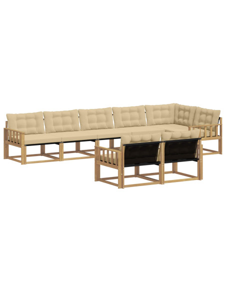 Set di divani da esterno con cuscino 8 pcs Bianco e Beige