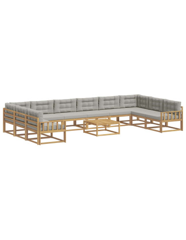 Set di divani da esterno 11 pcs Bianco e Grigio Chiaro