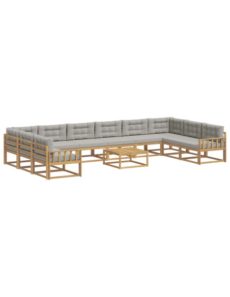 Set di divani da esterno 11 pcs Bianco e Grigio Chiaro