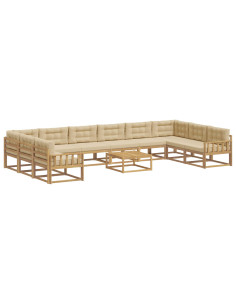 Set di divani da esterno con cuscino 11 pcs Bianco e Beige 2