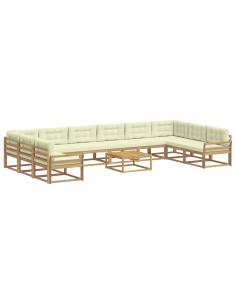 Set di divani da esterno con cuscino 11 pcs Bianco e Crema 2