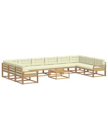 Set di divani da esterno con cuscino 11 pcs Bianco e Crema