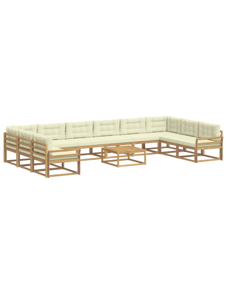 Set di divani da esterno con cuscino 11 pcs Bianco e Crema