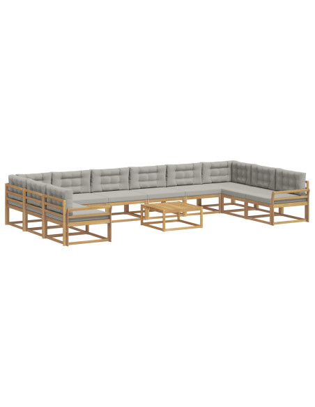 Set di divani da esterno 11 pcs Bianco e Grigio Chiaro