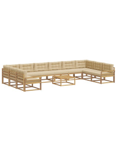 Set di divani da esterno con cuscino 11 pcs Bianco e Beige 2
