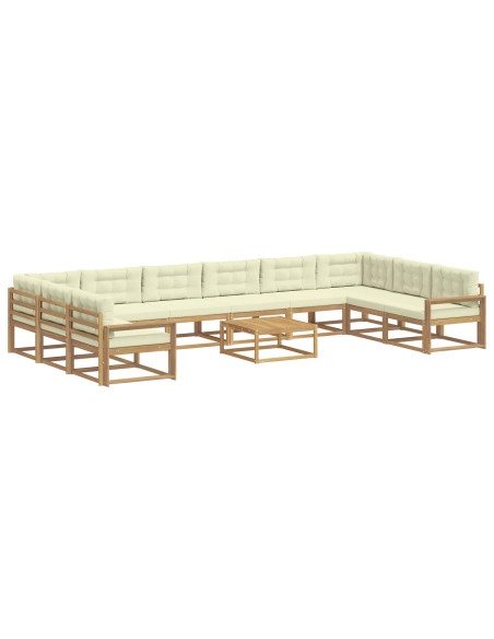 Set di divani da esterno con cuscino 11 pcs Bianco e Crema