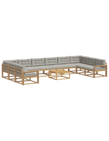 Set di divani da esterno 11 pcs Bianco e Grigio Chiaro