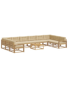 Set di divani da esterno con cuscino 11 pcs Bianco e Beige 2