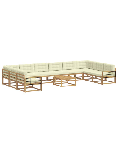 Set di divani da esterno con cuscino 11 pcs Bianco e Crema