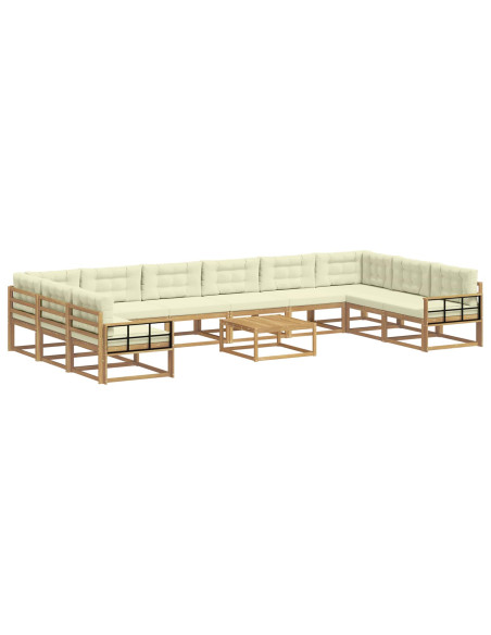 Set di divani da esterno con cuscino 11 pcs Bianco e Crema