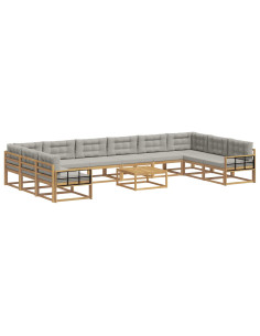 Set di divani da esterno 11 pcs Bianco e Grigio Chiaro 2
