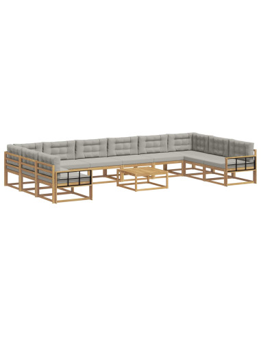 Set di divani da esterno 11 pcs Bianco e Grigio Chiaro