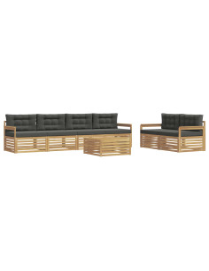 Set di divani da esterno 7 pcs Bianco e Antracite Poliestere 2