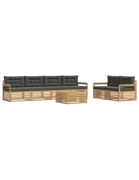 Set di divani da esterno 7 pcs Bianco e Antracite Poliestere