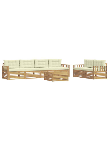 Set di divani da esterno 7 pcs Bianco e Crema Poliestere