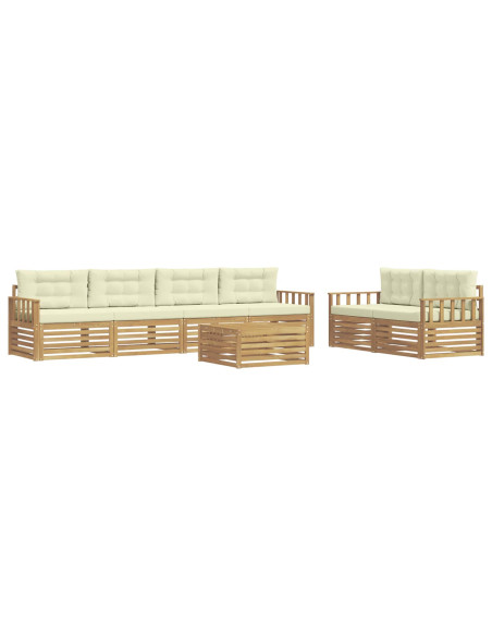 Set di divani da esterno 7 pcs Bianco e Crema Poliestere
