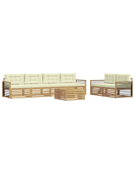 Set di divani da esterno 7 pcs Bianco e Crema Poliestere