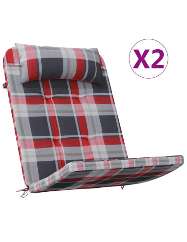 Cuscini per sedie a scacchi 2 pcs Quadro Rosso 58 x 77 x 4,5 cm