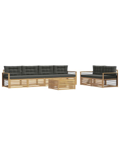 Set di divani da esterno 7 pcs Bianco e Antracite Poliestere 2