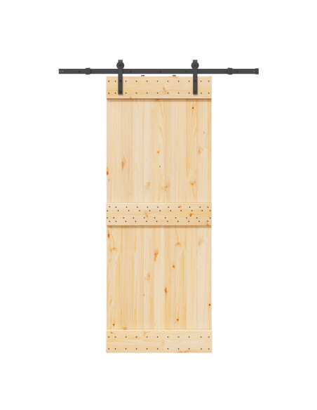 Porta scorrevole NARVIK Naturale e Nero 80 x 210 cm (152,5 cm)