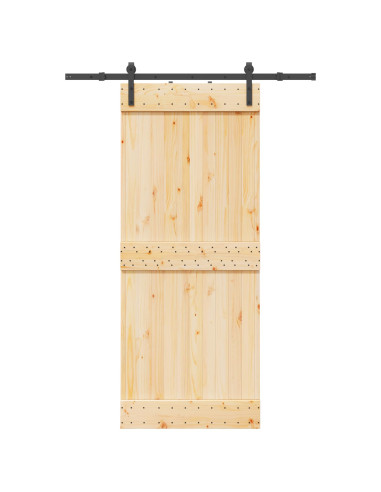 Porta scorrevole NARVIK Naturale e Nero 85 x 210 cm (152,5 cm)