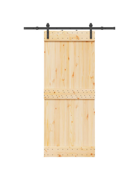 Porta scorrevole NARVIK Naturale e Nero 85 x 210 cm (152,5 cm)
