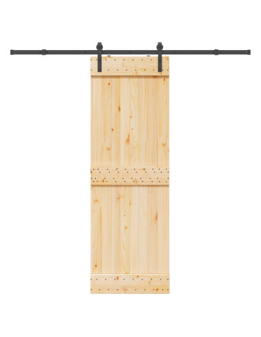Porta scorrevole NARVIK Naturale e Nero 70 x 210 cm (213,5 cm)